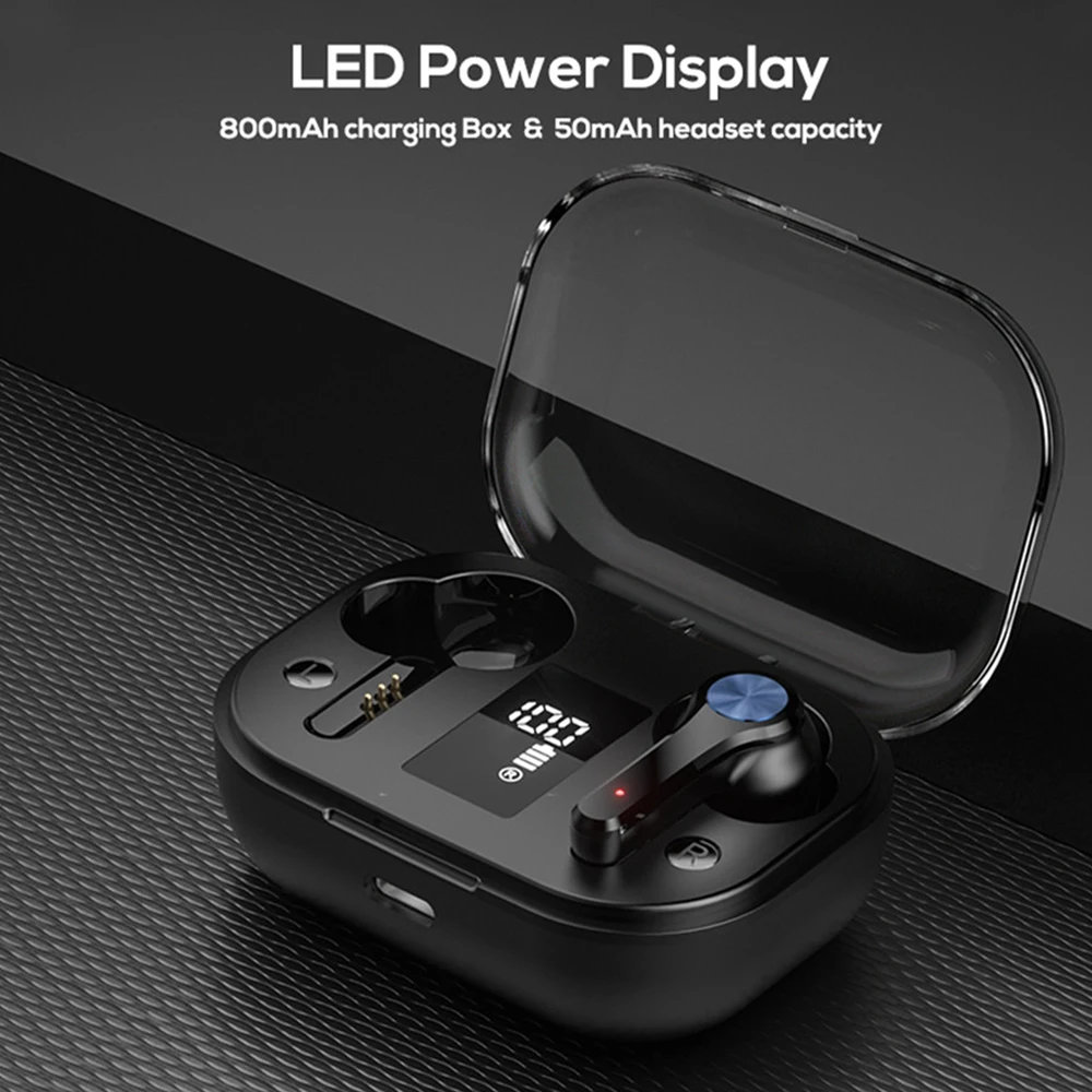 

T28 TWS Wireless Earphone Bluetooth 5.1 Noise Reduction In Ear Headset HD LED Digital Display Earbuds with Mic