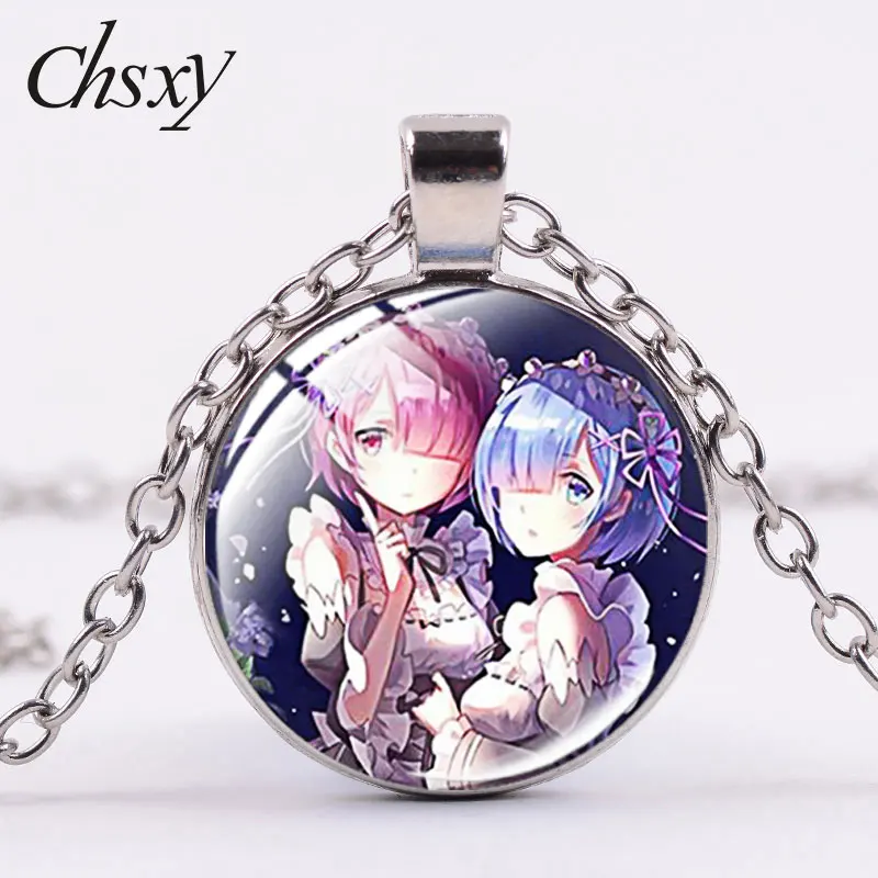 CHSXY Аниме Кулон RE: ZERO ожерелье Ram Rem Emilia искусство фото стеклянный купол ожерелья