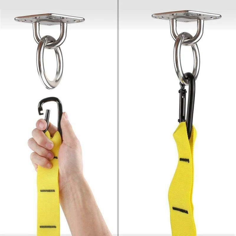 

2Pcs Mounting Hook for Wall or Ceiling with Round Ring Stainless Steel for Sling Trainer, Hammock, Aerial Yoga, Awning
