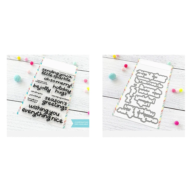 

2021 New English Words Sending You a Little Sparkle Clear Stamp and Metal Cutting Dies Set For Making Greeting Card Scrapbooking
