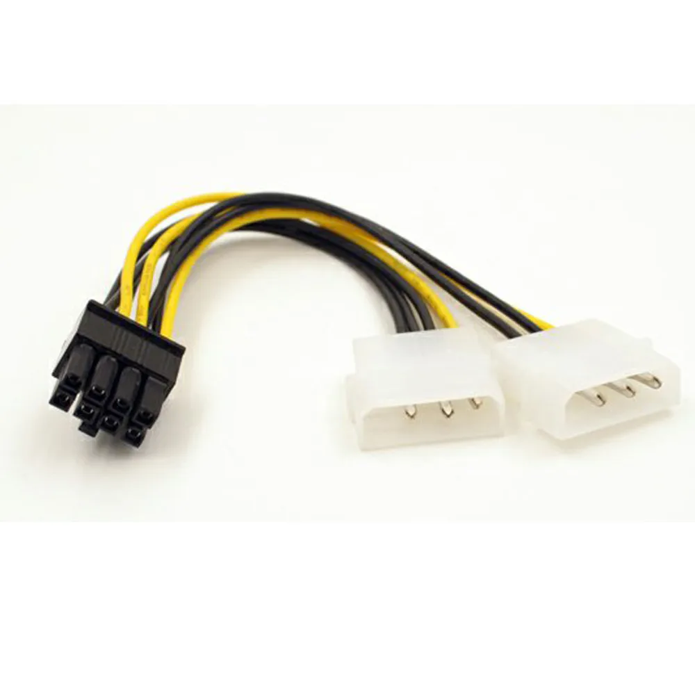 Двойной Molex LP4 4-контактный на 8-контактный адаптер PCI-E Express кабель питания для