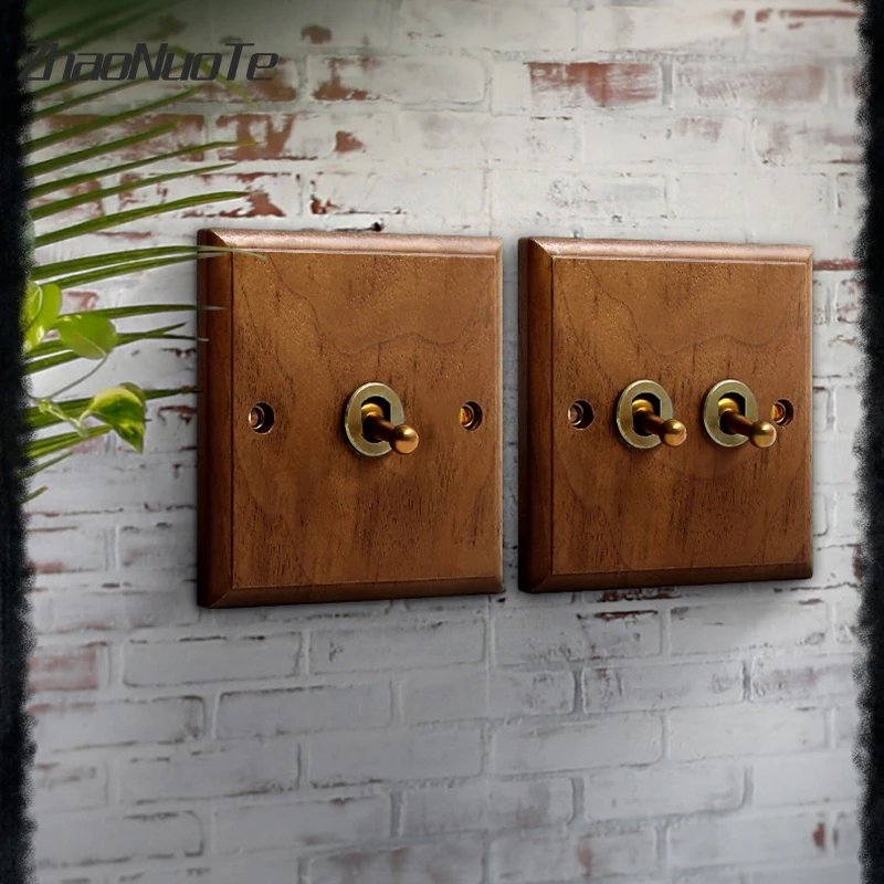 Переключатель настенный в стиле ретро из черного орехового дерева 86 Тип |