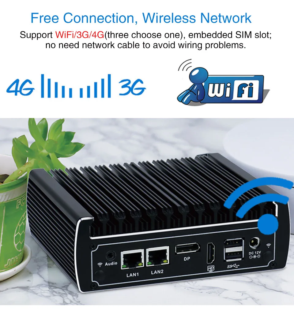 7*24 часа работы 2 * LAN мини ПК Intel i7 7500U i5 6200U i3 6100U DDR4 Pfsense маршрутизатор 2COM AES NI DP HDMI Linux