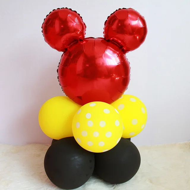 9pcs balloon Микки Маус первый день рождения украшения набор «С Днем Рождения» баннер вдохновил торт топперы для детей пользу Флаг украшения подарки - Цвет: 9pcs balloon