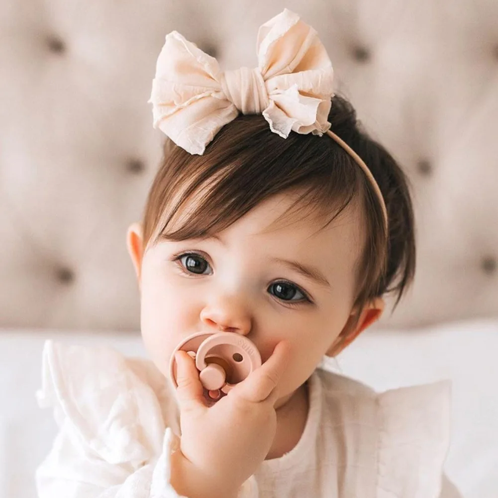 Fashion Lace Bow Baby Girl Headband Soft Elastic Nylon Newborn Hair Bands Child Infant Hairwraps Diy Accessories Birthday Gift