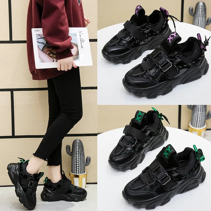Sneakers running shoes spring and autumn winter sponge cake bottom fashion wild casual daddy shoes women's shoes large size Z268