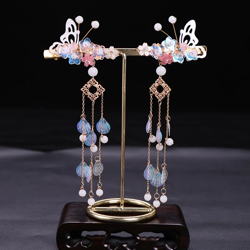 2 шт. китайские заколки для волос жемчужные кисточки Бабочка Женские аксессуары