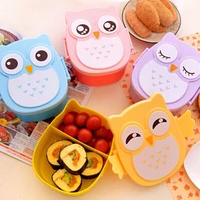 portable kids student lunch box bento box container compartments case cute cartoon owl lunch box food container storage box