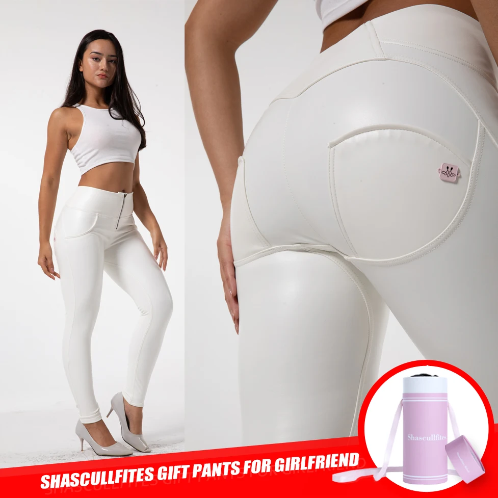 

Shascullfites Push Up Pants Faux Leather White Pants Pu Trousers High Waisted Pleather Stretch For Winter Gift for Girlfriend