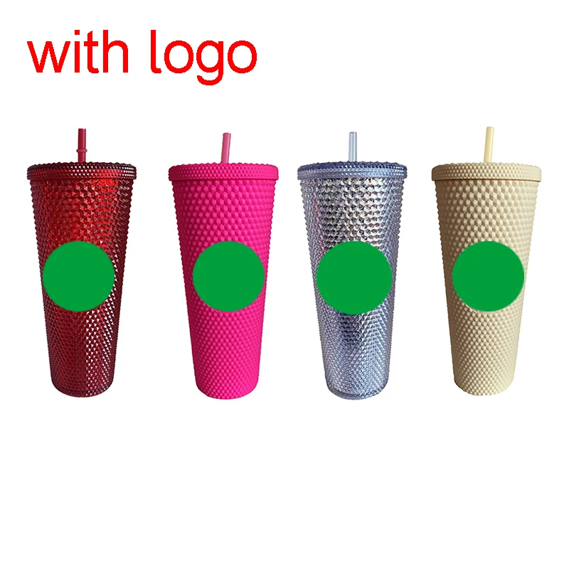 

710ml Durian Diamond Water Bottle With Straws Lid Plastic Reusable Personalized Drinkware Coffee Drinking Cup Holiday Cold Water