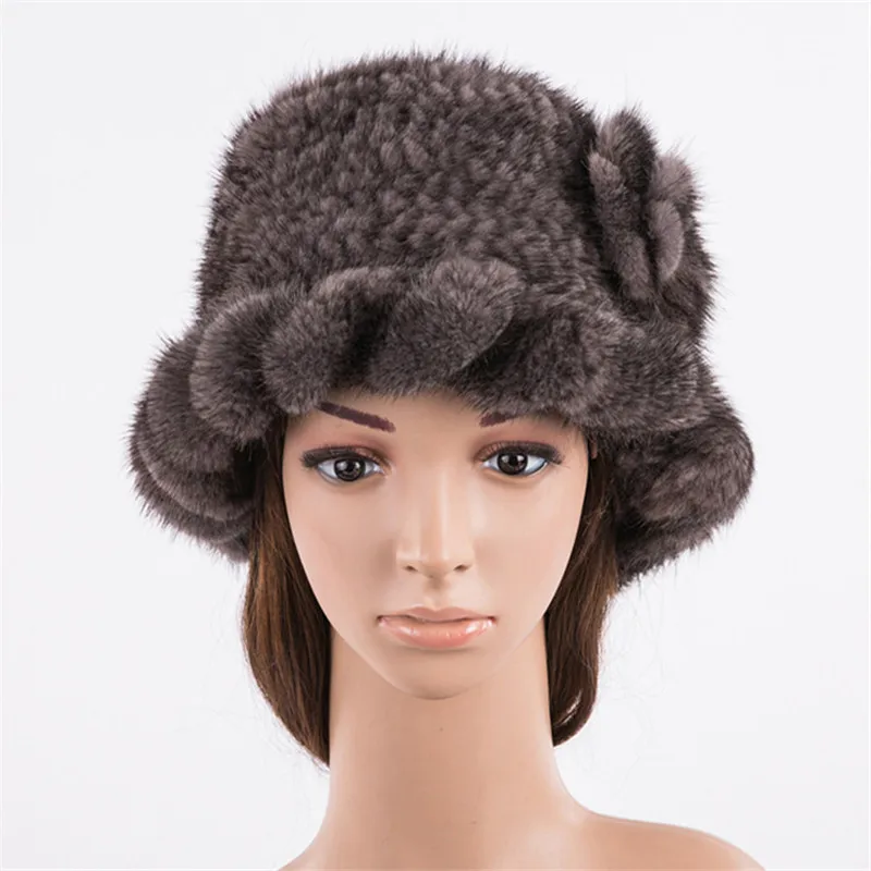 2020 Fashion Winter Warm Womens Mink Fur Hat Weaving Real Mink Fur Hats Women Fur Hat Hot Water Fur Hat Elastic Sombrero