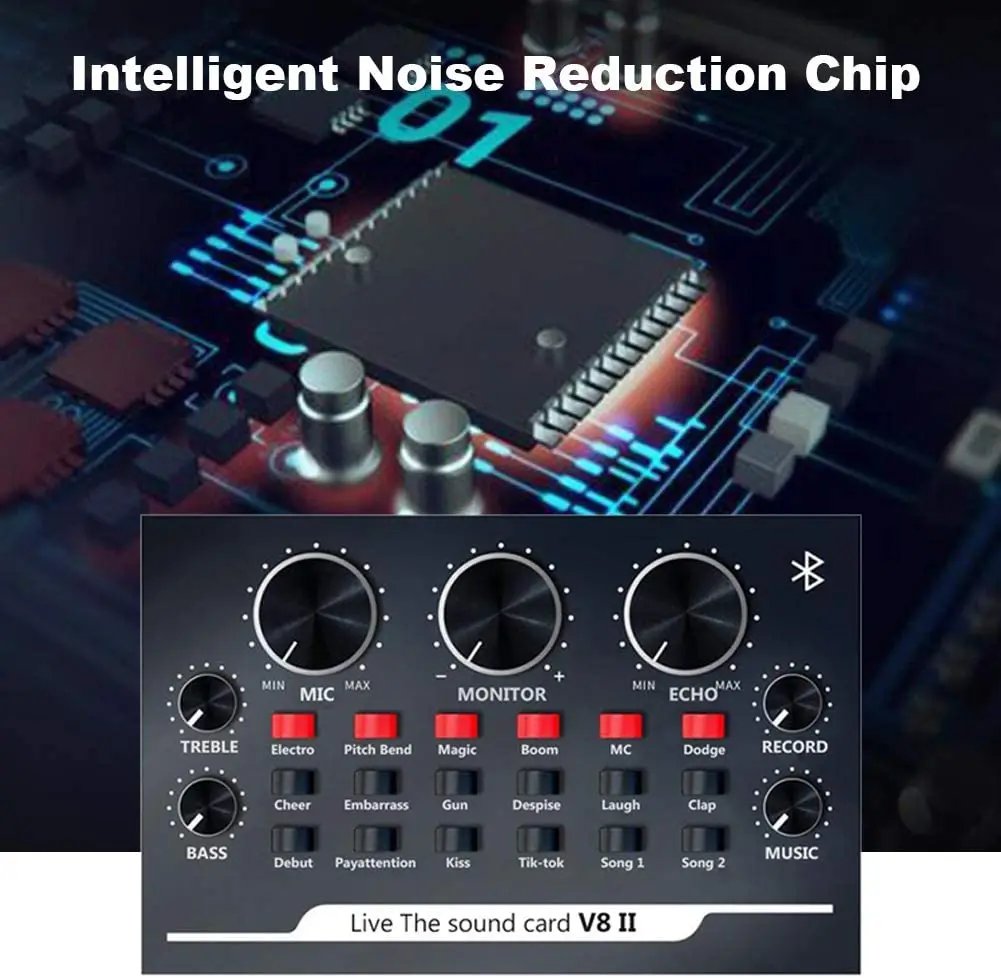 USB-звуковая карта V8II аудиомикшер для прямого эфира подходит Mac OS Windows Linux iMac MacBook