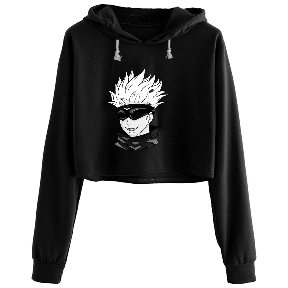

Jujutsu Kaisen Crop Hoodies Women Harajuku Anime Emo Aesthetic Pullover For Girls
