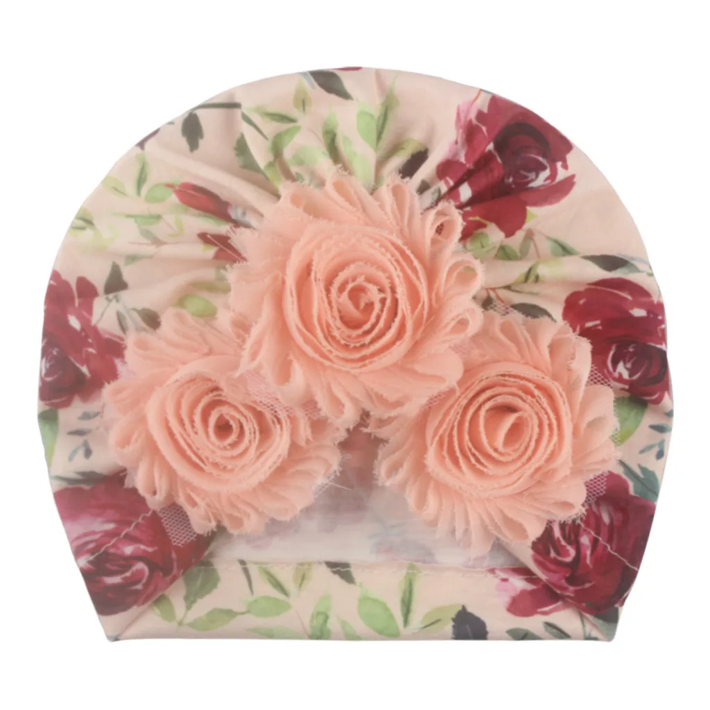 

2020 Lovely Flower Baby Hat Soft Baby Girl Hat Turban Infant Toddler Newborn Baby Cap 7 Colors Bonnet Headwraps Kids Hat Beanie