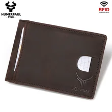 Famous Brand Men Bifold Business Leather Money Clips Fashion RFID Male Wallet Mini Cards Wallet  Free Engrave 2019 Hot
