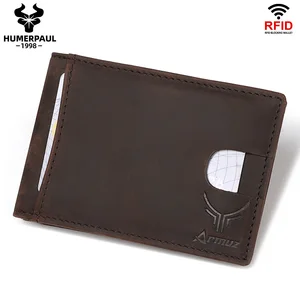 famous brand men bifold business leather money clips fashion rfid male wallet mini cards wallet free engrave 2019 hot free global shipping