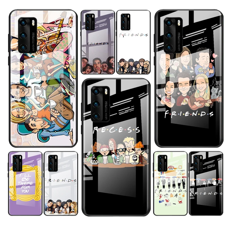 

Tempered Glass Cover Cartoon Friends TV For Huawei Y6 Y7 Y9 Y5P Y6P Y8S Y8P Y9A P Smart Z 2019 2020 2021 Phone Case