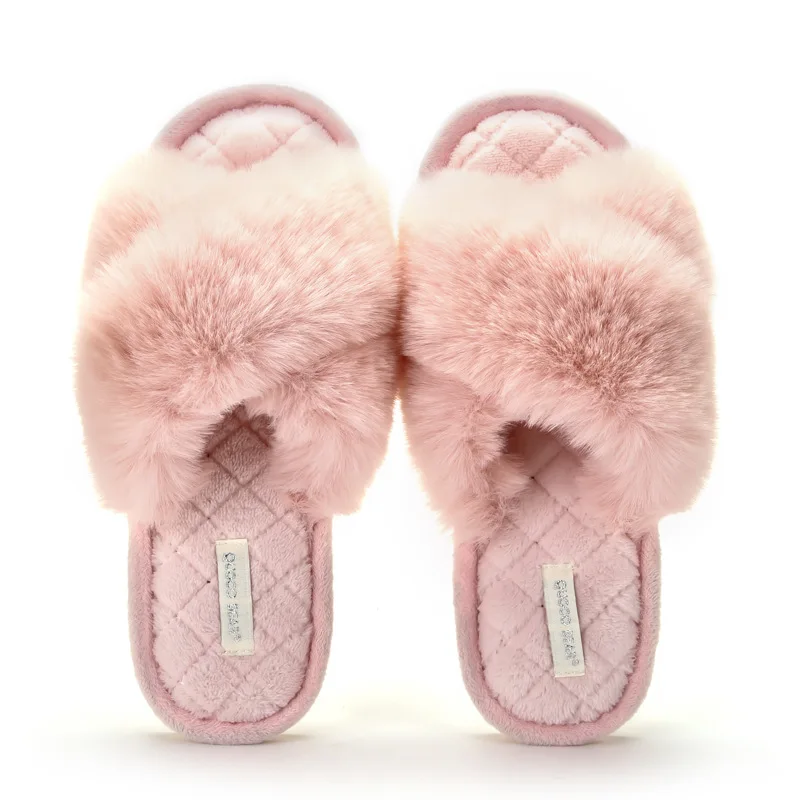 

Women Slippers Winter Warm Fur Shoes Girls Fashion Platform Slides Non-Slip Flats Indoor Home Female Flips Flops Comfortable