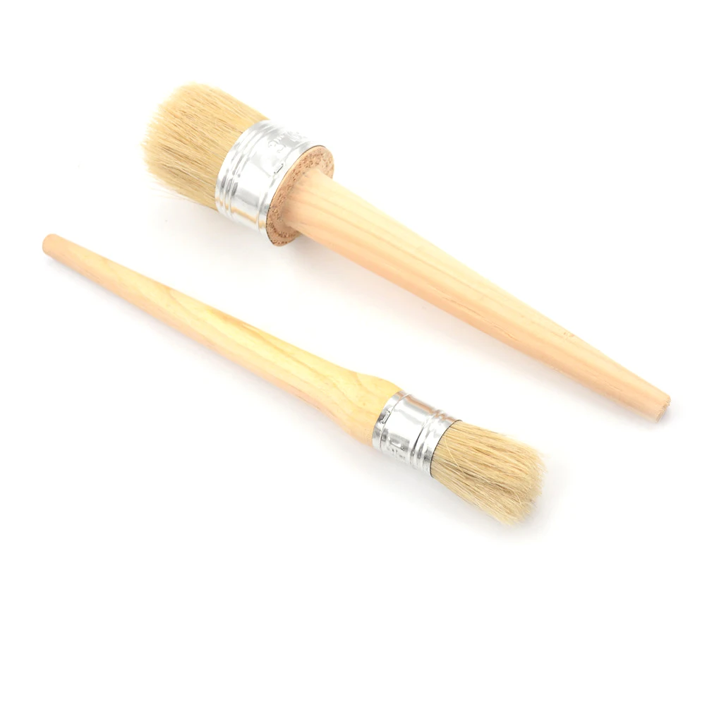 1pc 25mm Wooden Handle 185mm Long Painting Wax Brushes Round Bristle Chalk Oil Paint
