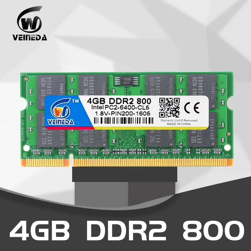 VEINEDA Sodimm Ram ddr2 4GB 2GB 1GB 667MHz 200pin 1 8 V для ноутбука Mobo поддержка ddr 2 PC2 5300|Оперативная