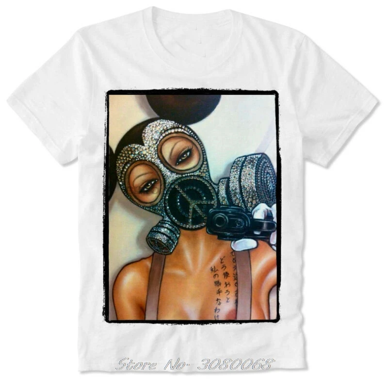 Летняя футболка шикарная Chicana с газовой маской для гангстерской девушки