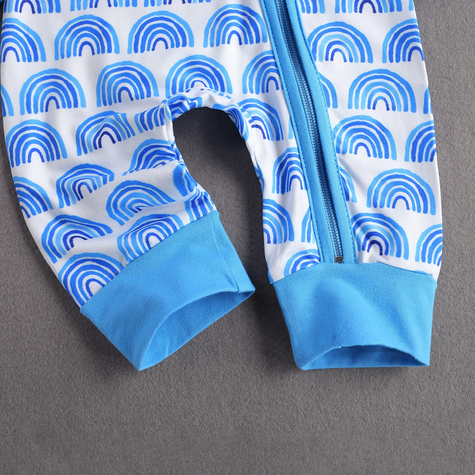 

Baby's Rainbow Romper Newborn Infant Boys Girls Long Sleeve Round Neck Long Oblique Zipper Long Trousers for Spring Autumn 0-12M