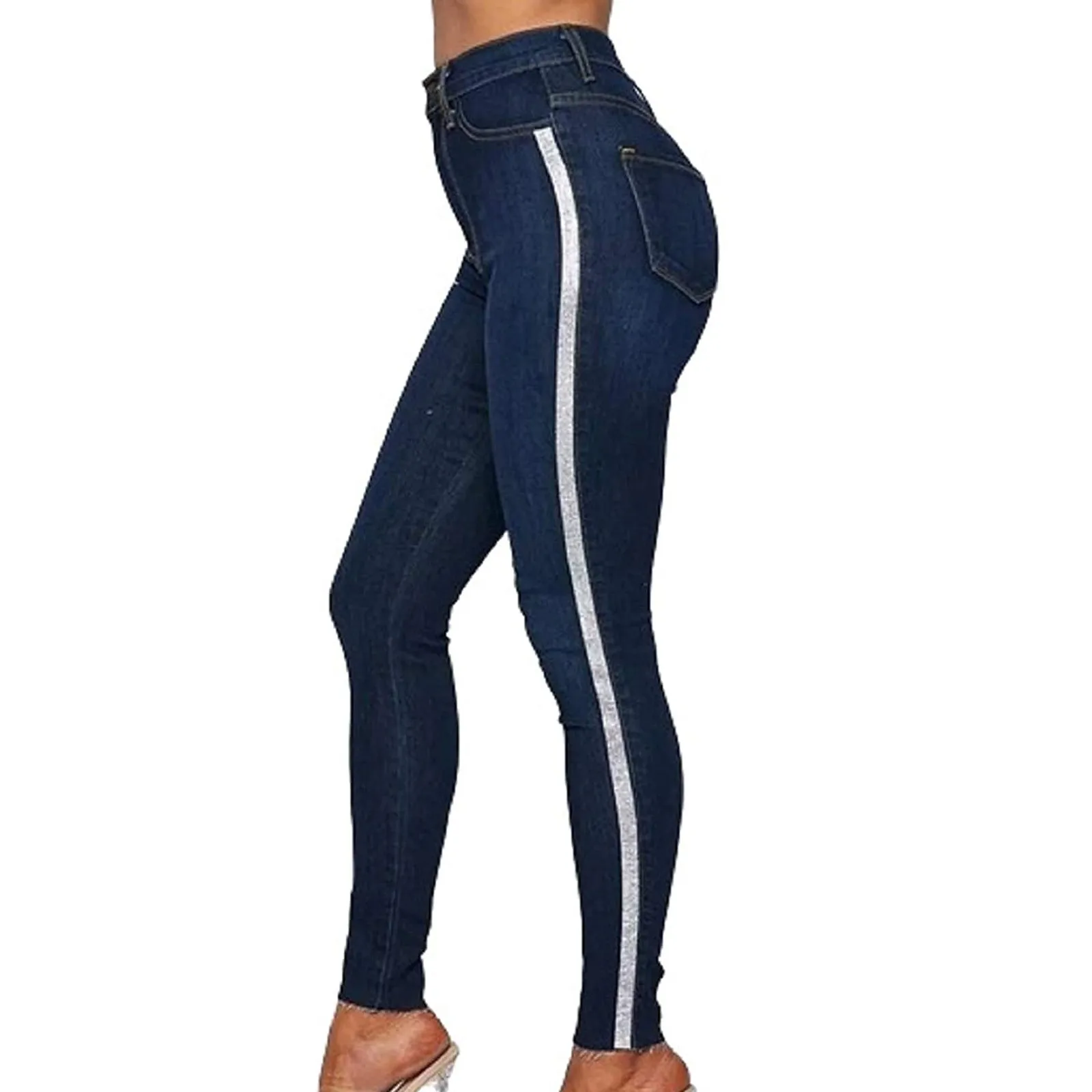

Jeans Blue Fashion Women Solid Color Long Jeans Classic High Waist Denim Skinny Casual Jeans Pants For Women 2021 Jeans Mujer
