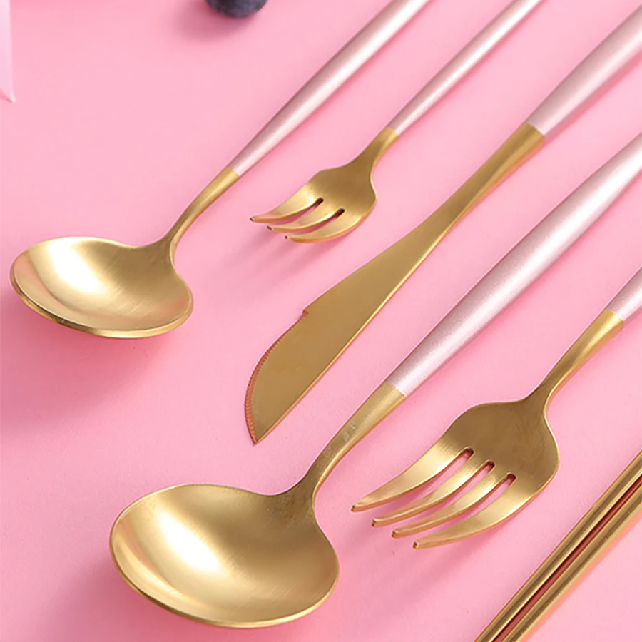 Столовые приборы столовая ложка из нержавеющей стали вилка нож набор черные