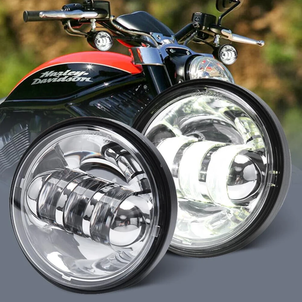 

Harley LED Fogliht 4.5inch Motorcycle Chrome Black LED Foglamp Passing Auxiliary Light for Classic FLHR Road King LED Fog Light