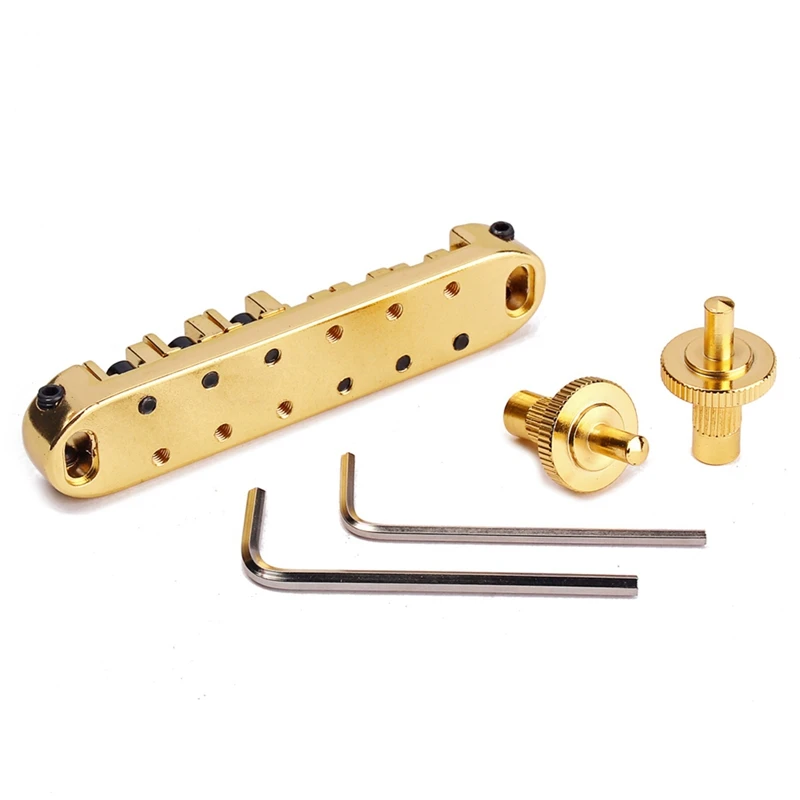 messing roller verstellbarer sattel tune o matic zink legierung und messing rollen brücke für lp elektrische gitarre gold free global shipp