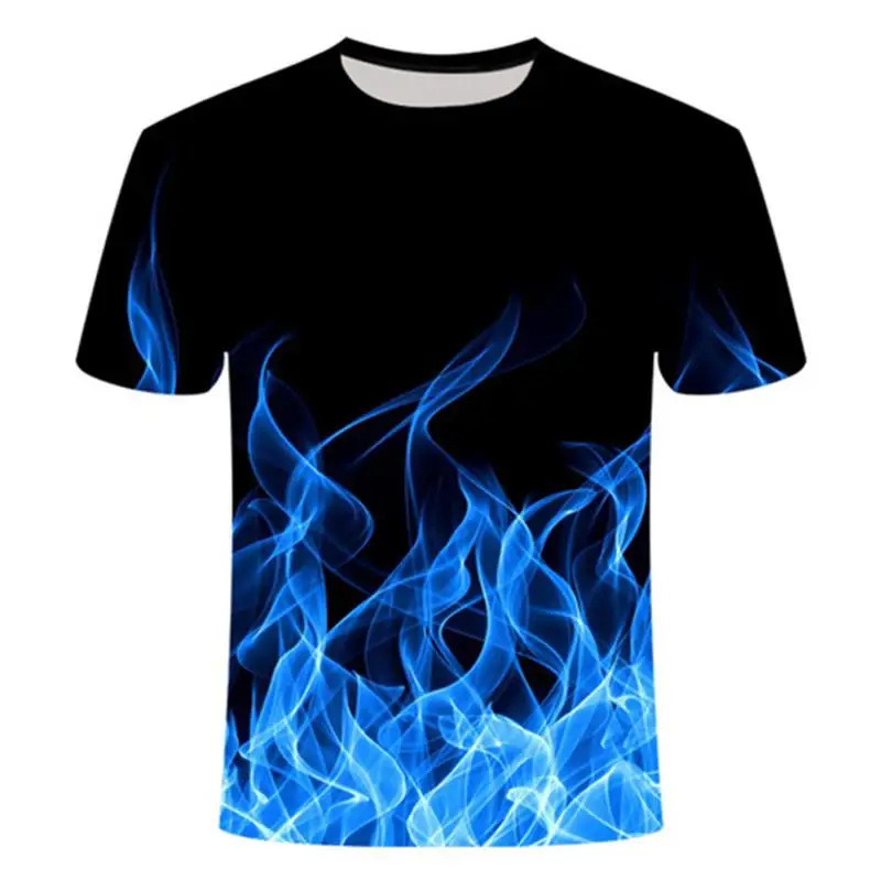 

2020 summer new 3d t shirt Black Tee Casual Top Camiseta Streatwear Short Sleeve Cloth Blue Red Flaming tshirt Men's T-Shirt