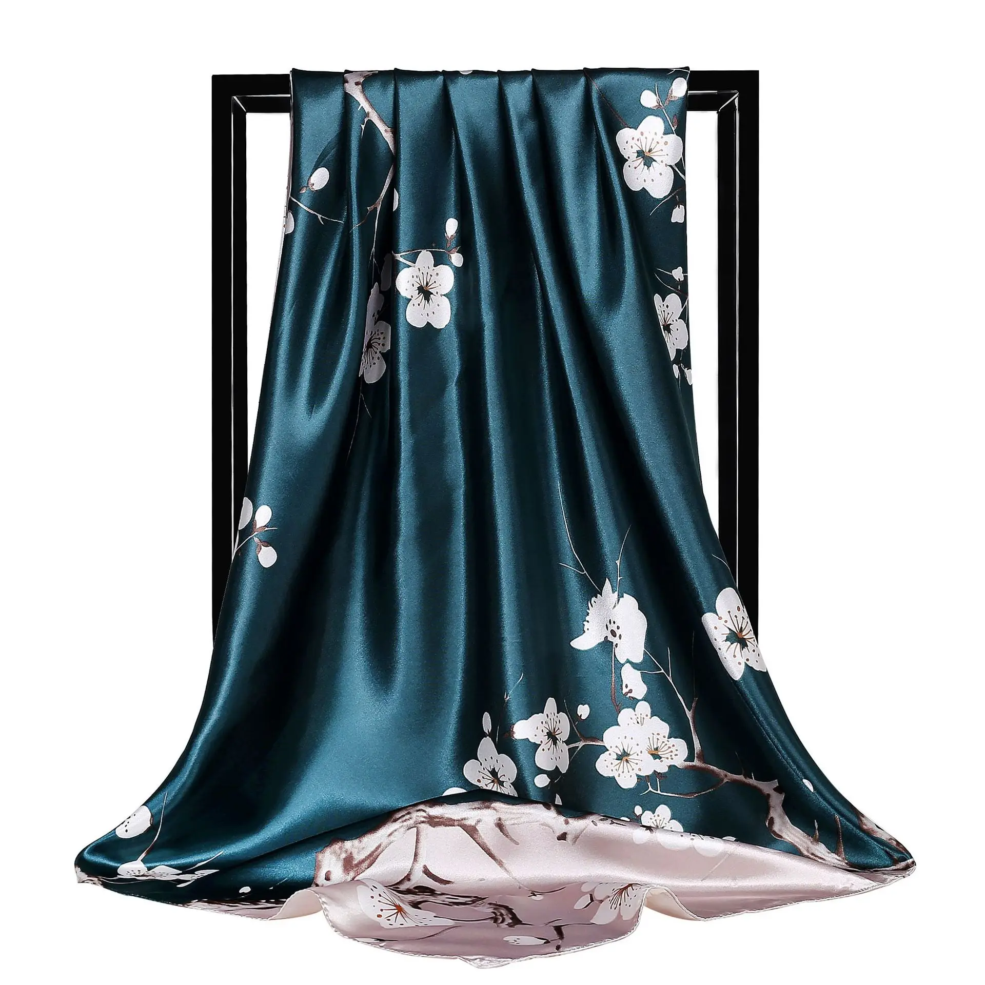 

Fashion Scarves For Women Print Silk Satin Head Scarf Female 90cmx90cm Luxury Brand Square Shawl Large Hijab Scarfs For Ladies