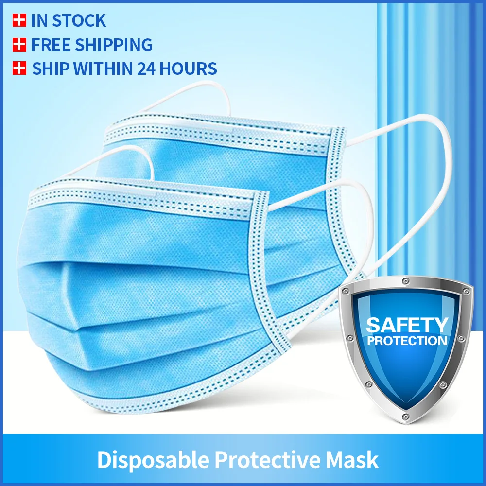 Fast Delivery Hot Sale 3-layer Mask Respirator 100pcs Face Mouth Non Woven Disposable Anti-Dust Masks Earloops | Безопасность и