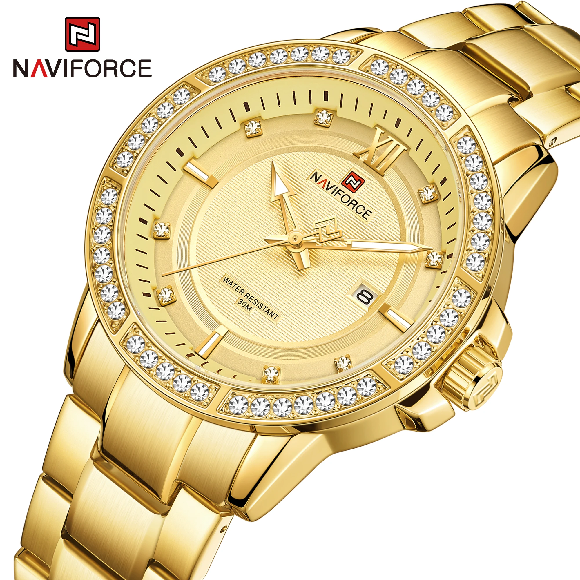 

NAVIFORCE мужские роскошные золотые спортивные часы кварцевые часы с датой мужские деловые военные водонепроницаемые наручные часы