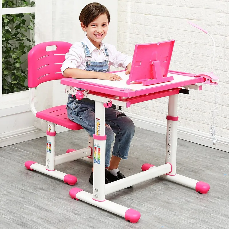 Multifunctional Study Table and Chair for Students Kids with Lamp Learn Homework Desk Adjustment Furniture | Мебель