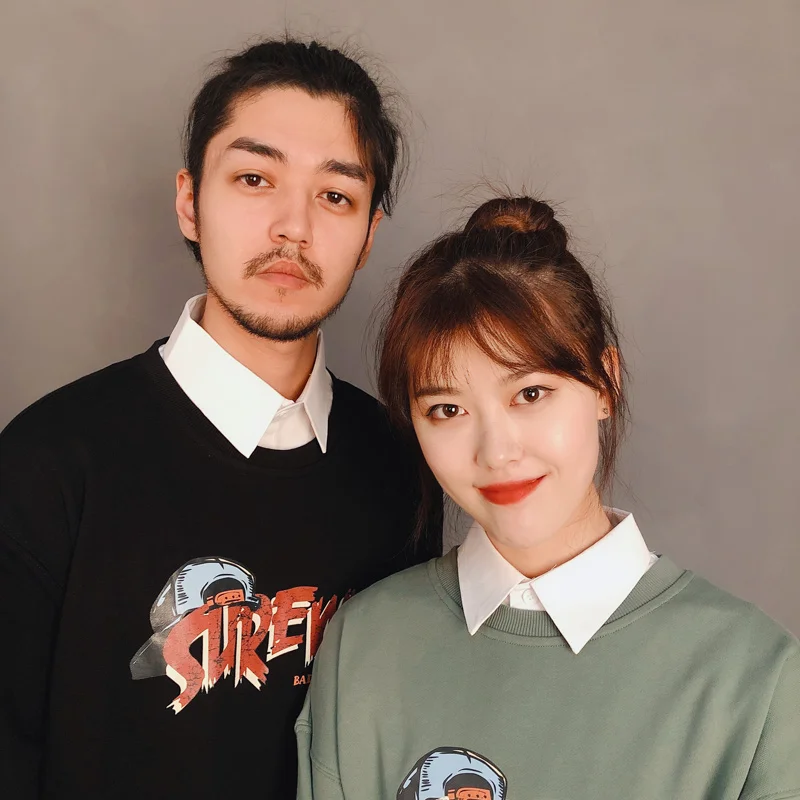 Женская блузка с воротником обманкой белая однотонная хлопковая черная со