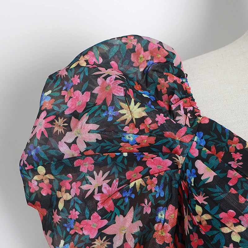 Женское винтажное мини платье TWOTWINSTYLE облегающее карандаш с цветочным принтом V