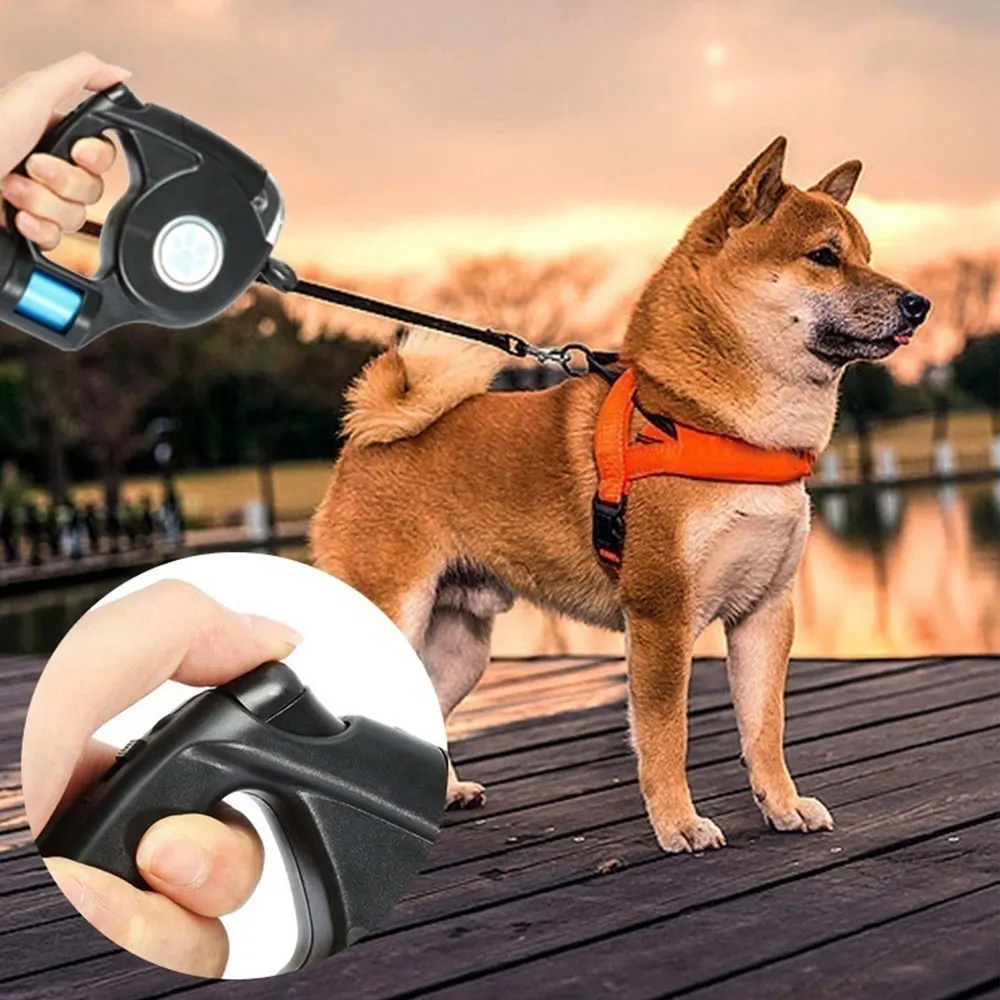 

Pet Dog Leash 4.5M LED Flashlight Extendable Retractable Pet Dog Leash Lead With Garbage Bag Pet Pull Rope Pet Retractor Stra
