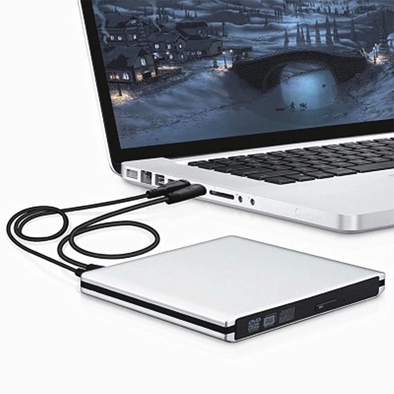 USB3.0 aluminum alloy external optical drive, Blu-ray burner, external notebook desktop, compatible with WIN7/WIN8/WIN10