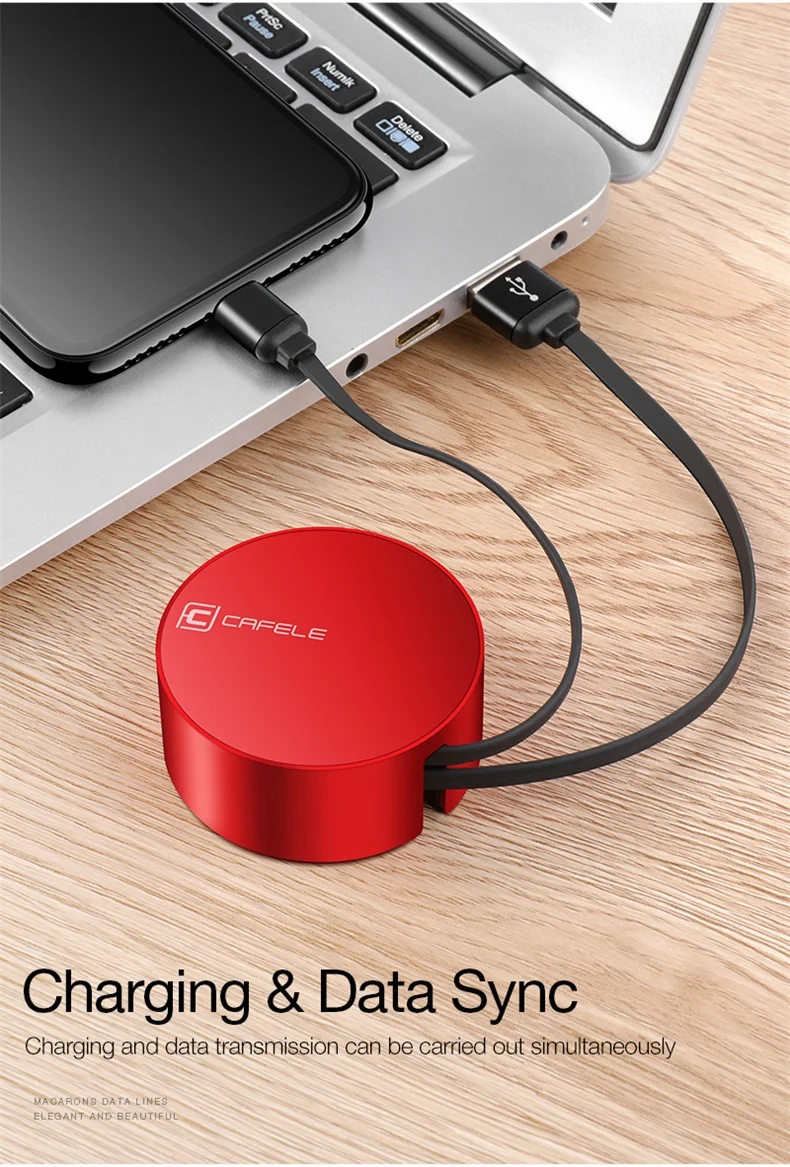 CAFELE Выдвижной USB кабель для iPhone X XI XS MAX usb кабель для зарядки для iPhone XIR XR 7 8 Plus мини портативный телефонный провод для передачи данных