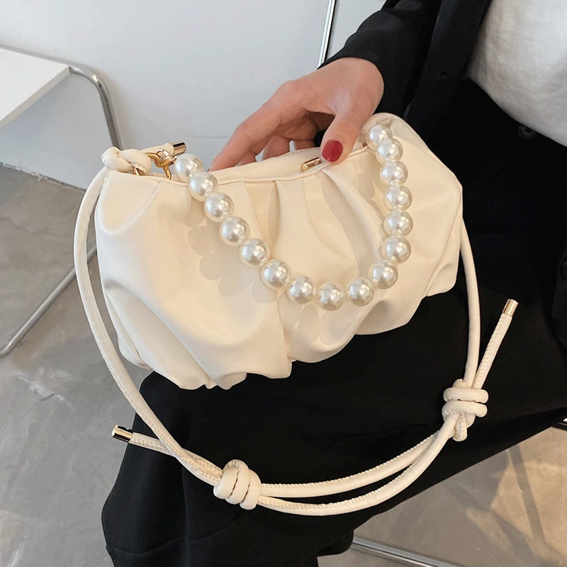 

Luxury Brand Handbags Women Bags Designer Female Beading Messenger Bags Sac Pleated Women Leather Shoulder Bag New Cross body