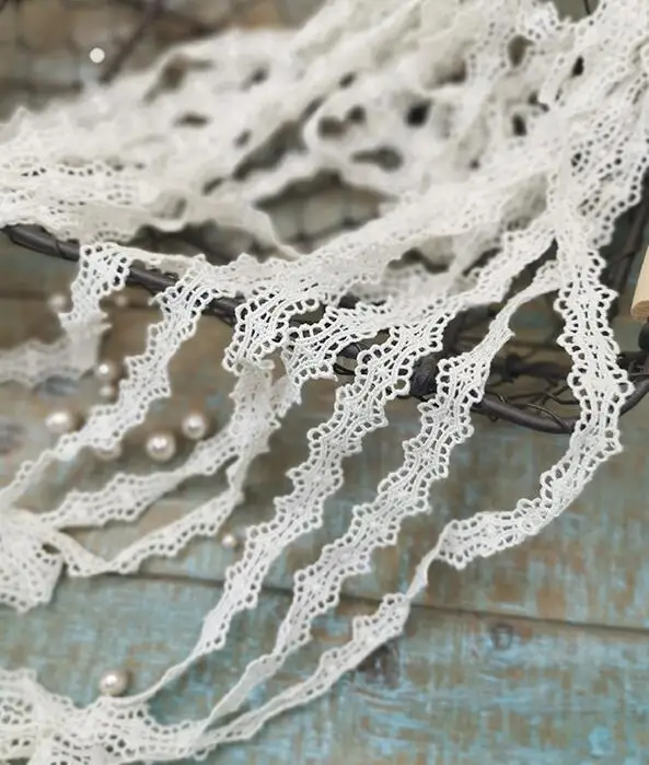 6 метров маленькая Милая Кружевная лента цвета слоновой кости водорастворимые