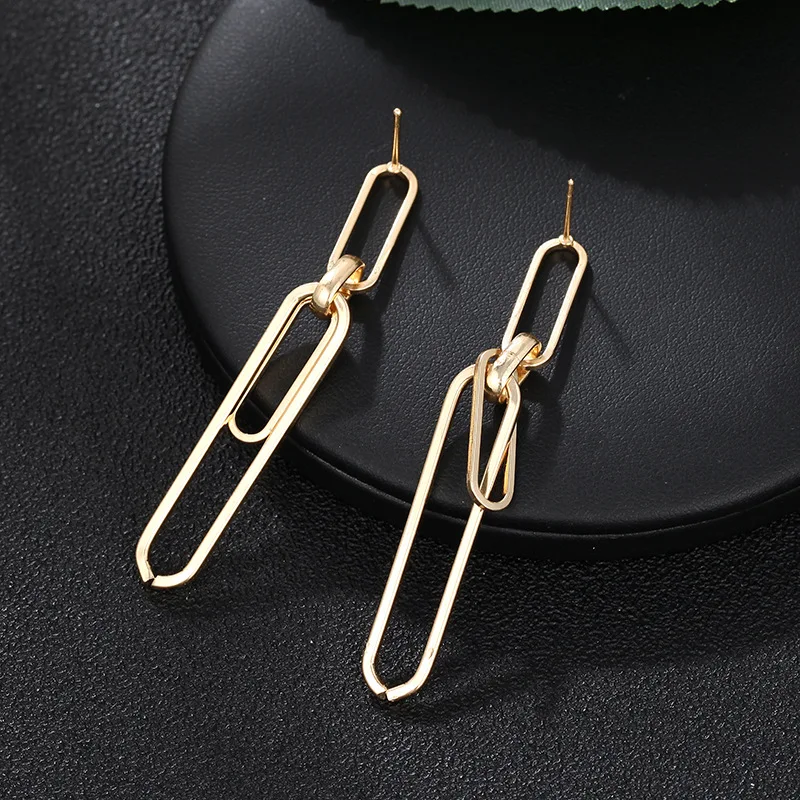 Модные Простые преувеличенные серьги для женщин металлические геометрические