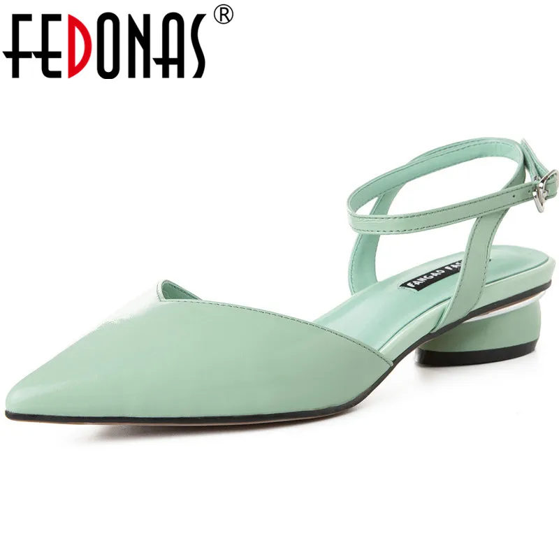 FEDONAS/Винтажные элегантные женские туфли лодочки с острым носком и металлическим