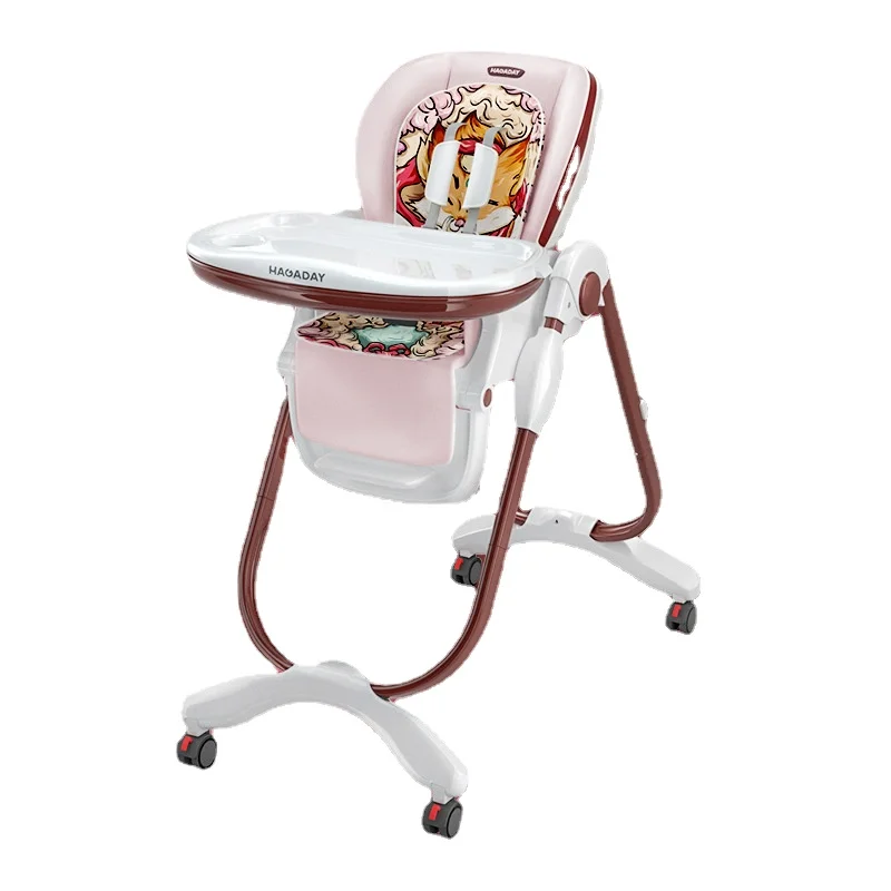 Chinese Cartoon Popular Element Baby Dining Chair with Wheels Upgrade Design Multifunctional Baby Dining Table