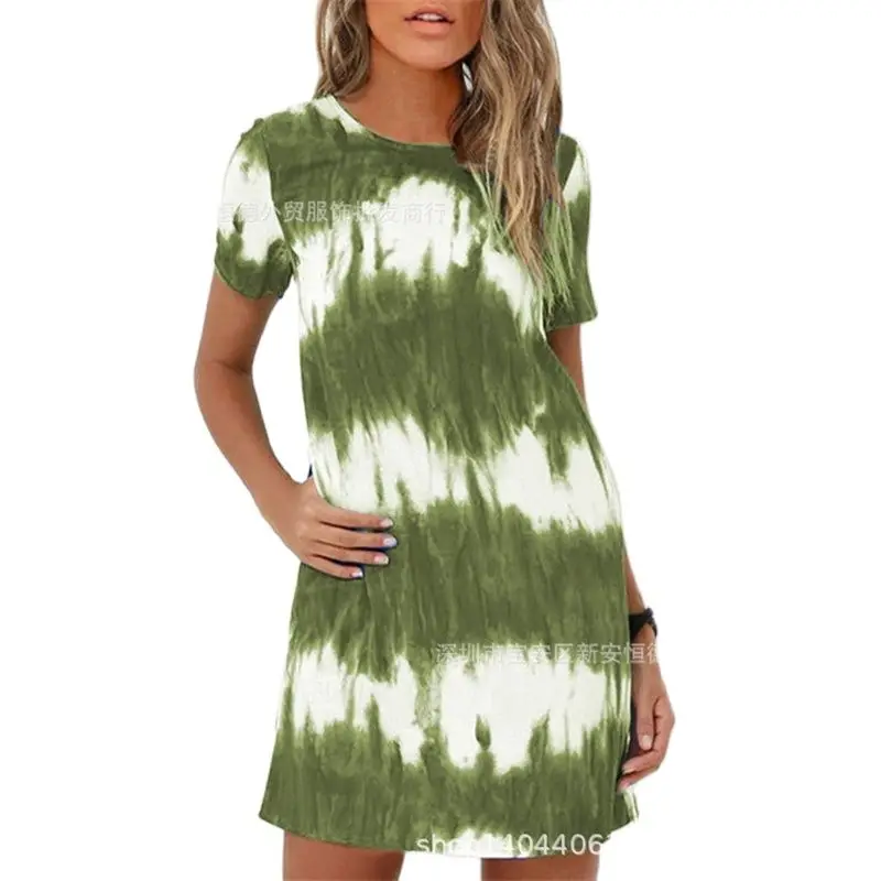 

Женская одежда с перекрестными краями, Лидер продаж 2020, модное женское платье с зауженным круглым вырезом и коротким рукавом, подарок для де...