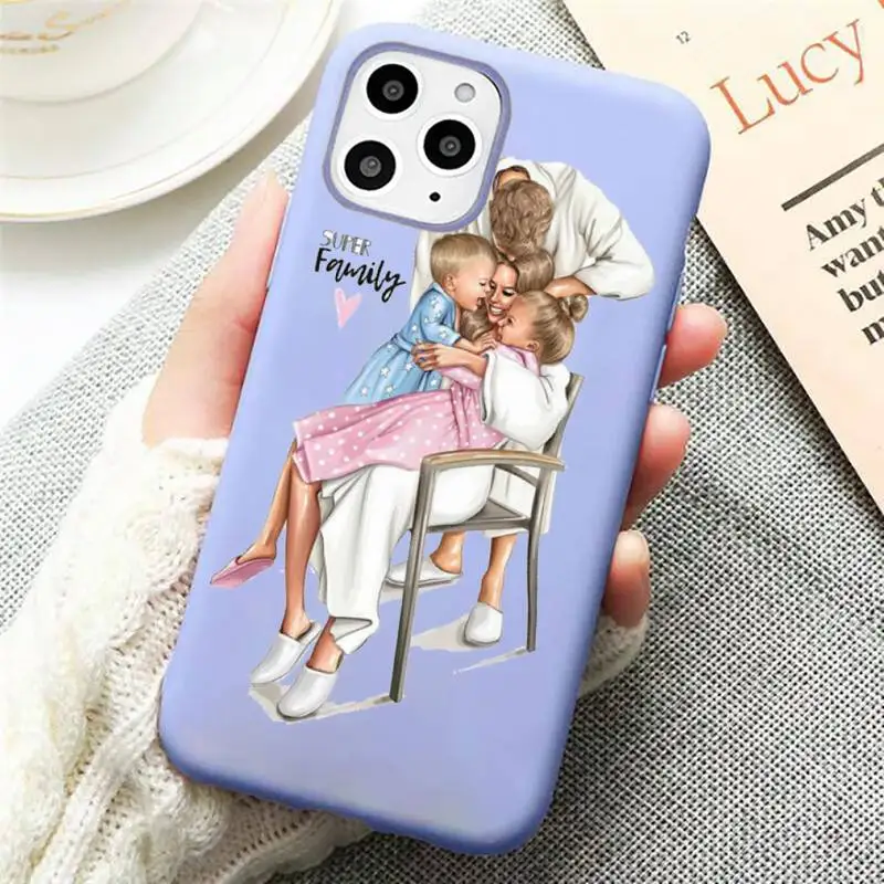 

Baby Mouse Mama Mouse Super Mom Girl Phone Case Candy Color Violet for iPhone 11 12 pro XS MAX 8 7 6 6S Plus X SE 2020 XR
