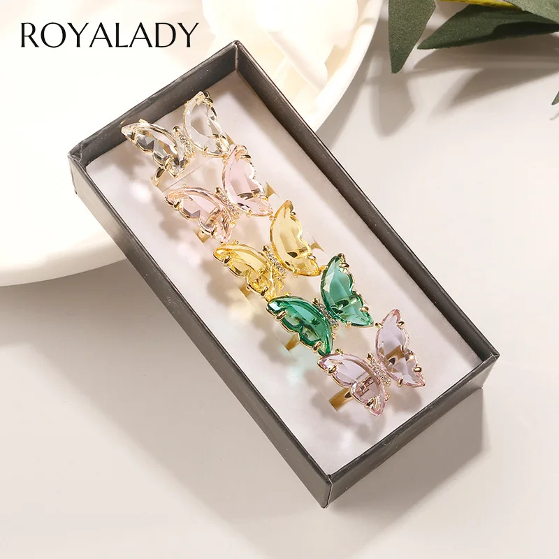 Великолепные циркониевые кольца с бабочкой для женщин и девушек модные