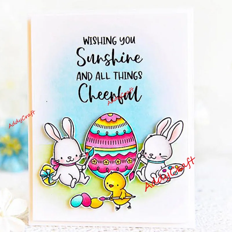 Пасхальный кролик металлический Трафаретный вырубной штамп и прозрачные