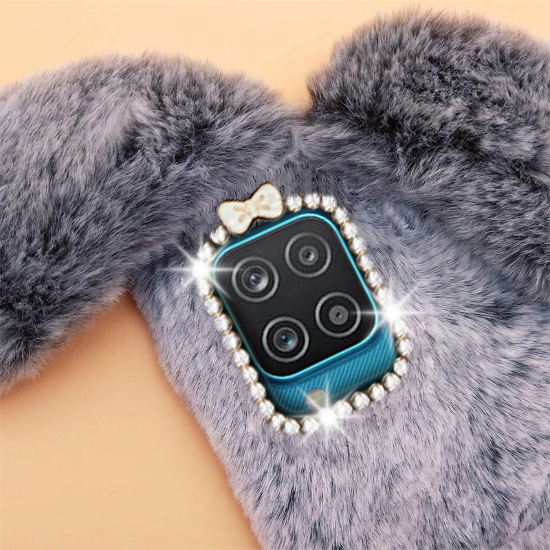 3D чехол из кроличьего меха для Samsung Galaxy A52 A72 A51 A71 A32 A22 A12 A50 A70 A21s A03s A03 Core A42 A41 A31 с